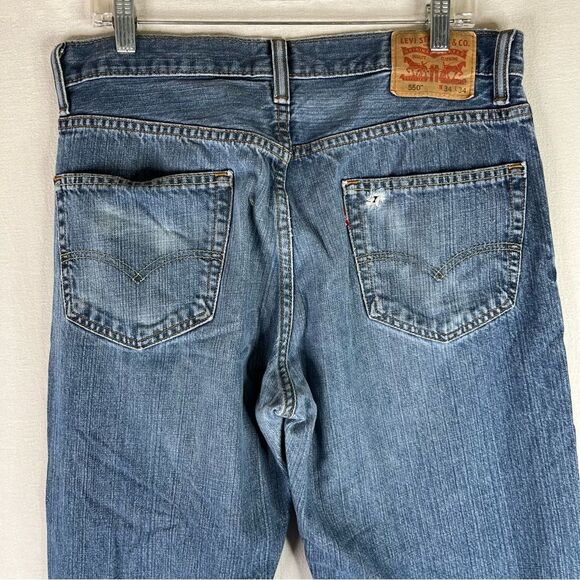Levi's Jeans Men's Blue 550 Relaxed Fit Straight Leg Cotton 5 Pockets 34x34 - Picture 6 of 13